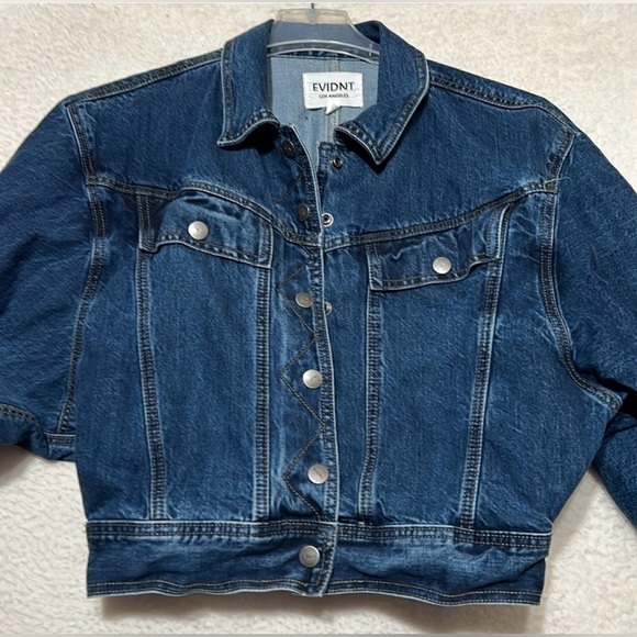 Evidnt Los Angeles Cropped Denim Jean Jacket Size Medium - Picture 3 of 8